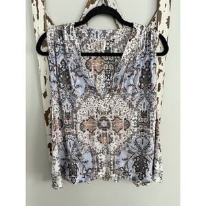Free People Darcy V-Neck Printed Swing Tank Top Size Small